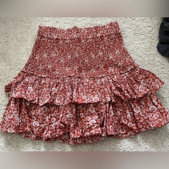 NWT LOFT Ladies Terracotta Rusty Orange Leafy Floral Tiered Mini Skirt 🍁🤠 - Picture 7 of 8